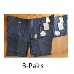 NWT 3-Pack Dickies Flat Front Flex Pant Slim 40x30